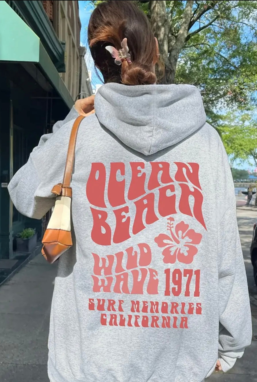 Ocean Beach Wild Wave 1971 Hoodie