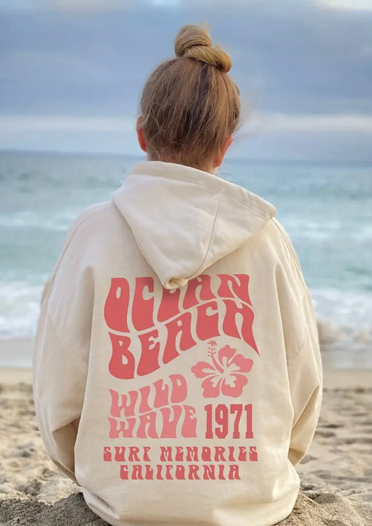 Ocean Beach Wild Wave 1971 Hoodie