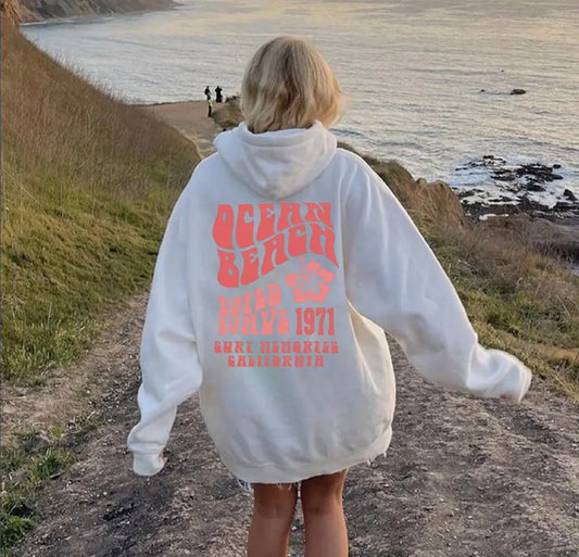 Ocean Beach Wild Wave 1971 Hoodie