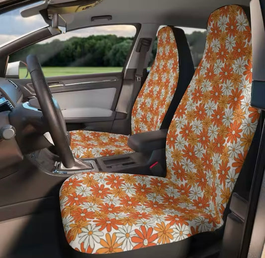 Boho Seat Cover ~ Orange Blossom