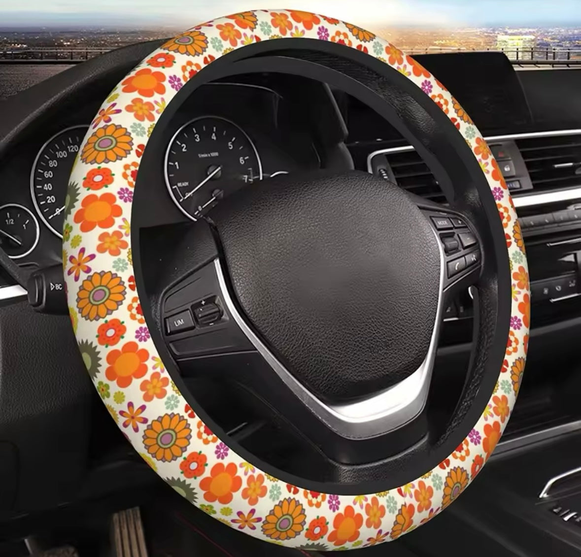 Boho Steering Wheel Cover ~ Orange