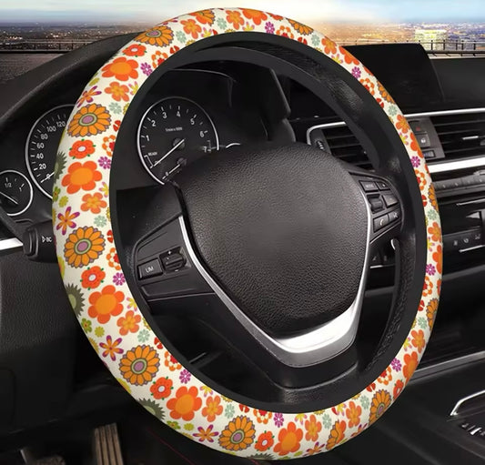 Boho Steering Wheel Cover ~ Orange