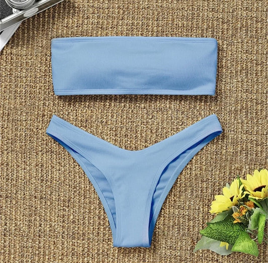 Strapless Bandeau Bikini ~ Light Blue