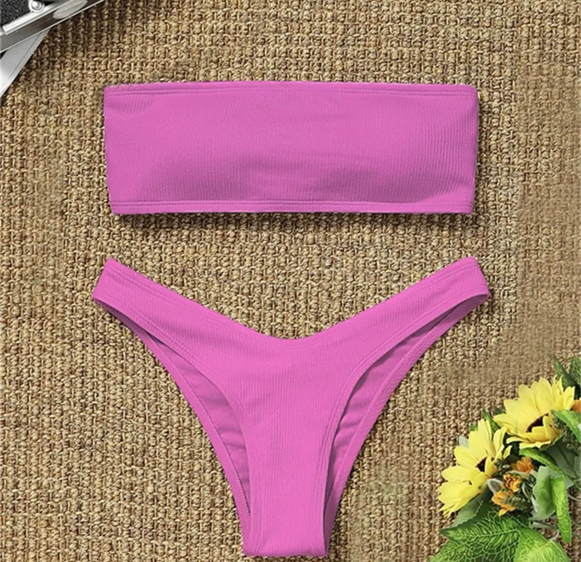 Strapless Bandeau Bikini ~ Hot Pink